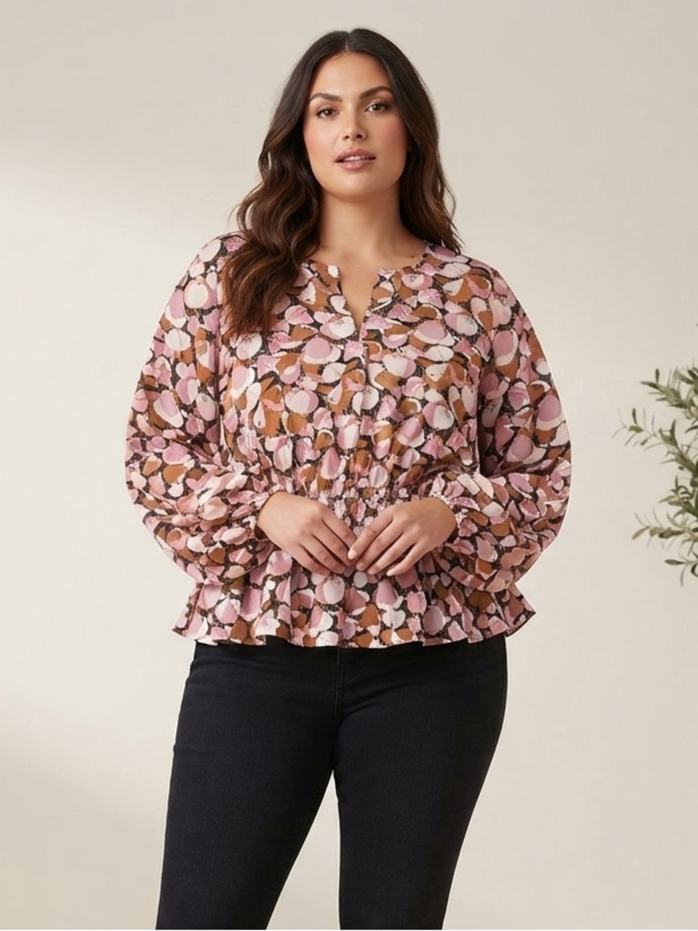 Nine West Floral Peplum Blouse